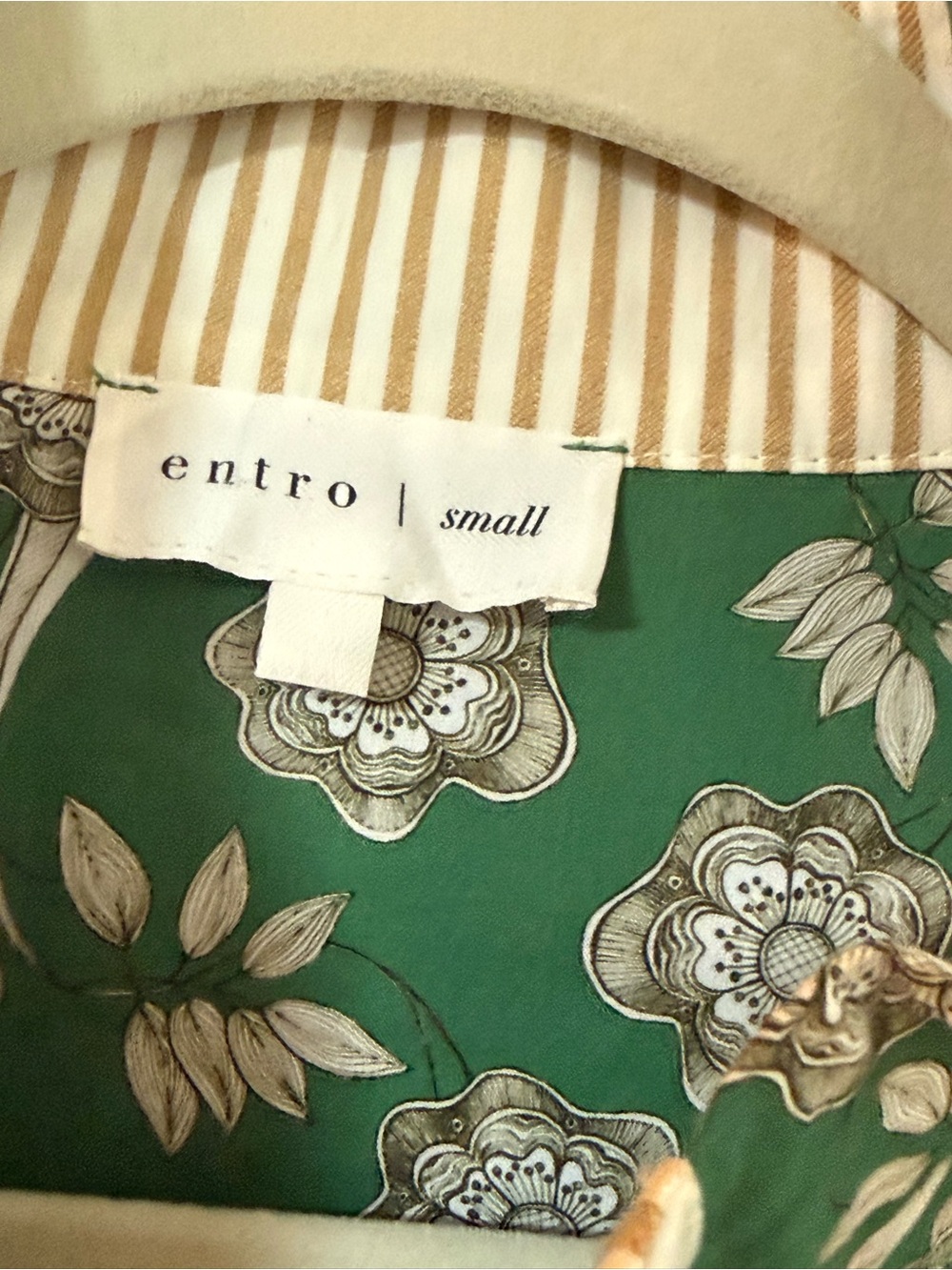 Entro Green Floral Contrast Trim Shirt Dress S - Picture 3 of 5